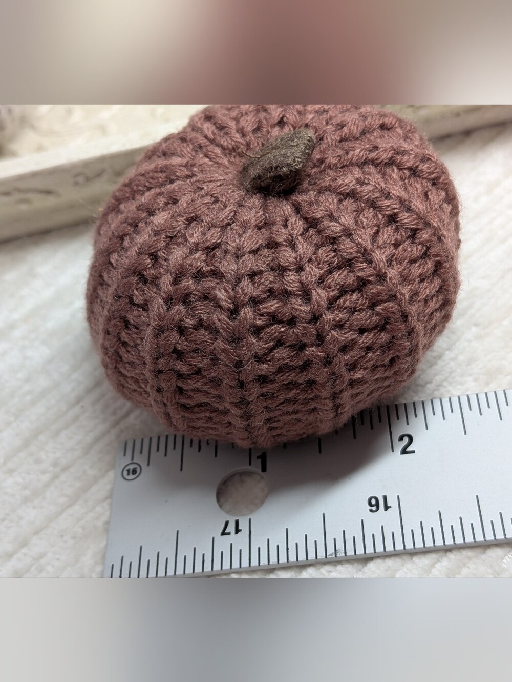 Crochet Knit Pumpkin Mini Set Of 5 Autumn Colors Soft About 2.45" - Picture 4 of 8